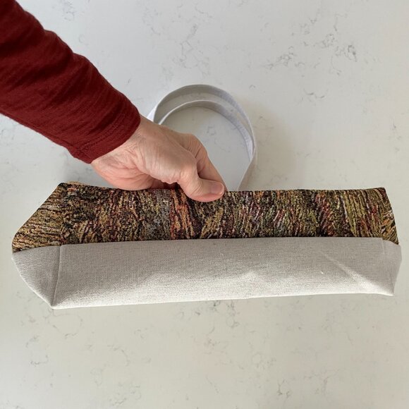 Textured Landscape Print Lined Zip Closure Shopping Utility Tote Bag Multi Color - Picture 4 of 9